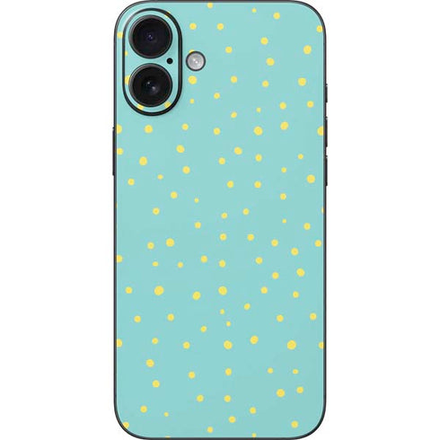 Teal and Yellow Polka Dots iPhone 16 Plus Skin
